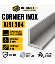 Cornier inox AISI 304, 40 x 40 x 8 mm, 6 metri